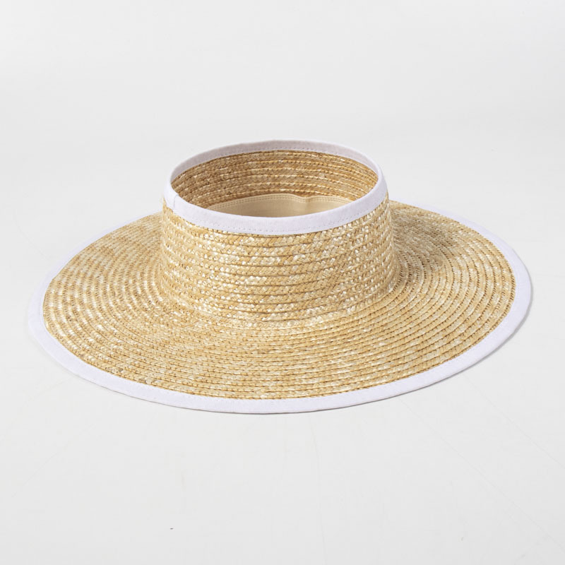 Custom Open Top Crown Shape Beach Wear Natural Wheat Straw Visor Sun Hat for Women Can Drop Shipping