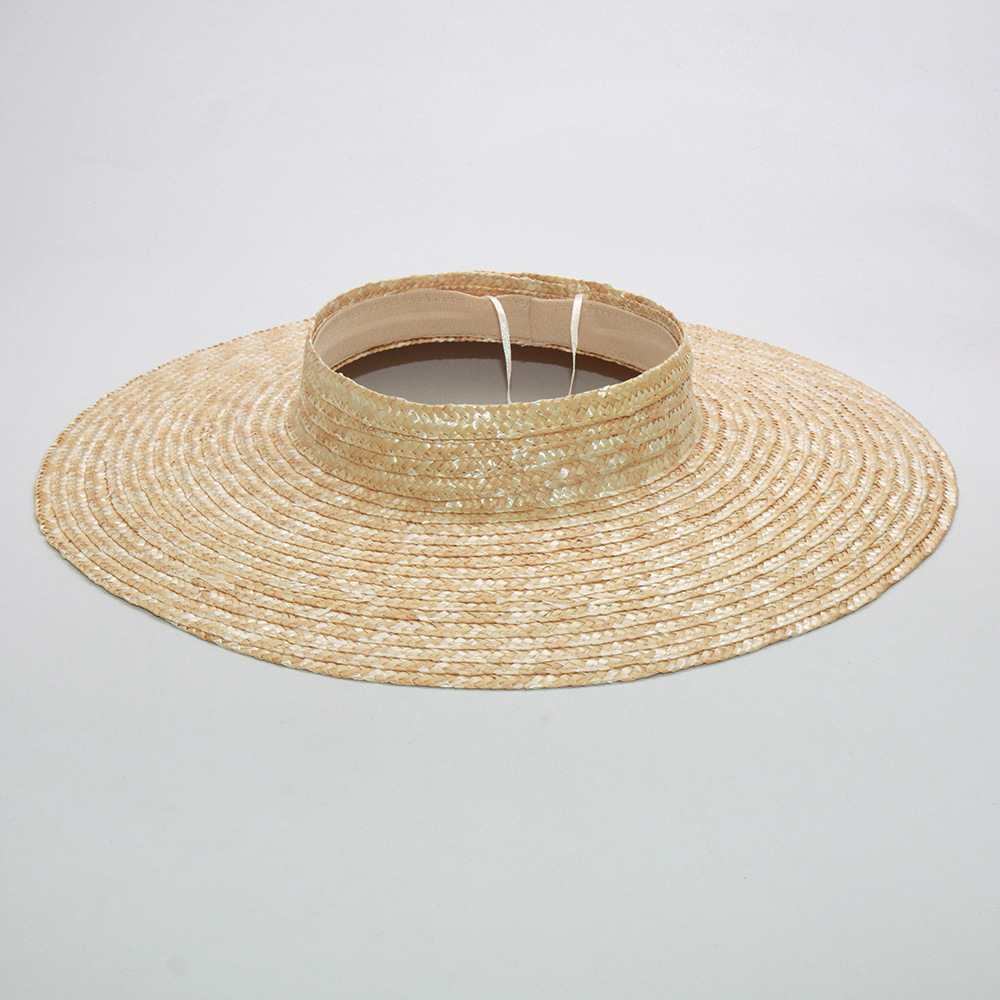 Custom Open Top Crown Shape Beach Wear Natural Wheat Straw Visor Sun Hat for Women Can Drop Shipping