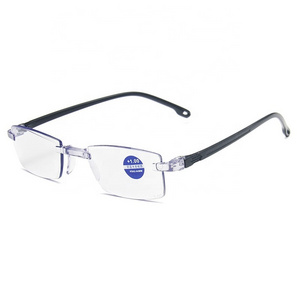 Trimmed Anti-blue Light Reading Glasses Frameless Temperament Plastic Frame Reading Newspaper Old Glasses