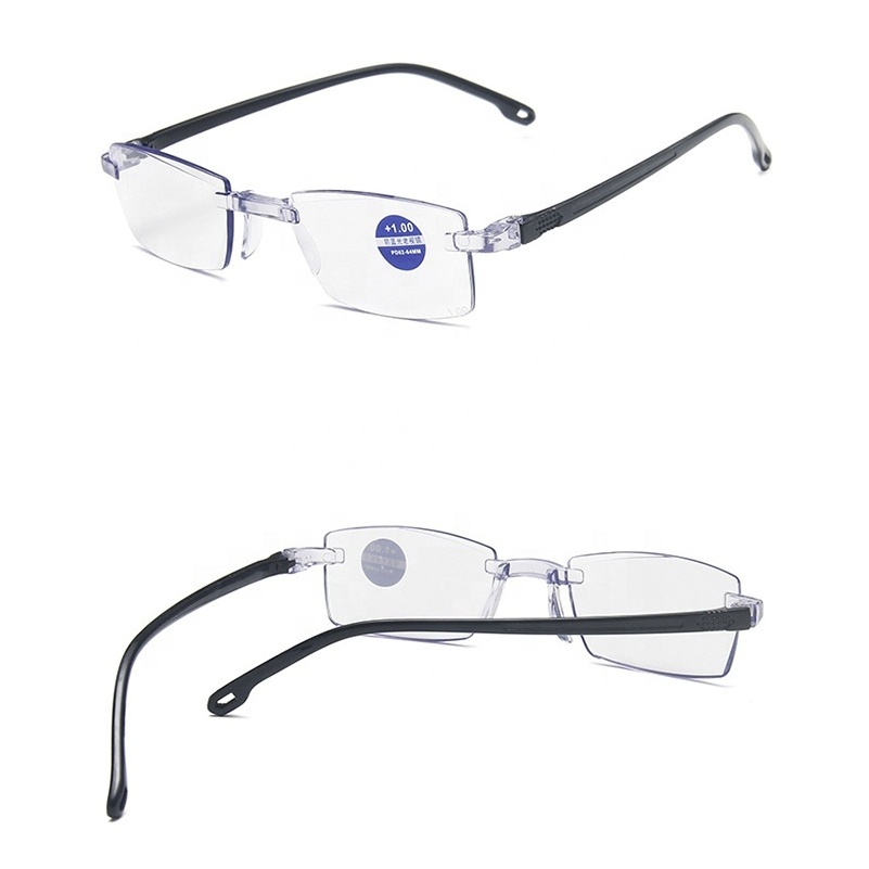 Trimmed Anti-blue Light Reading Glasses Frameless Temperament Plastic Frame Reading Newspaper Old Glasses