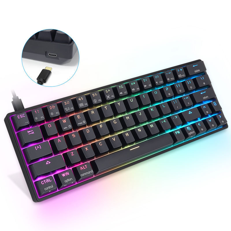 Hot AK63 GK63 gaming mechanical keyboard 60 gateron optical switches plastic case keyboard mini teclado