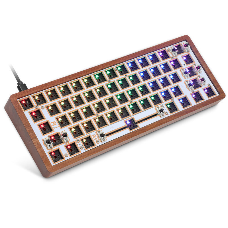 New wooden casekit GK61 SK61 61 keys keyboard 60 percent mini RGB backlit mechanical game keyboard teclado