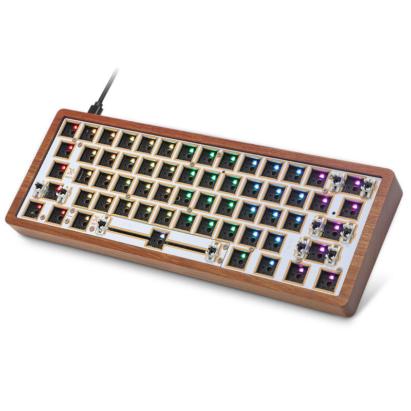 New wooden casekit GK61 SK61 61 keys keyboard 60 percent mini RGB backlit mechanical game keyboard teclado