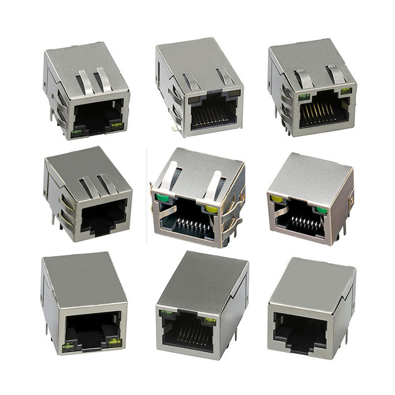 1x1 single port no led network plug 8pin jack rj45 female connector led 8P8C ethernet rj45 connector rj45 modular jack