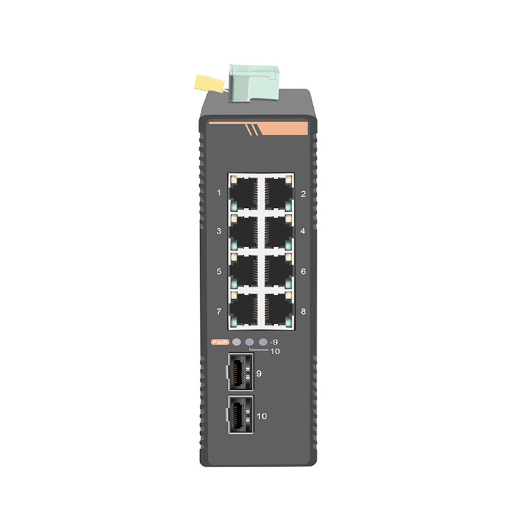 outdoor unmanaged 24VDC gigabit din rail  10 port industrial switch POE