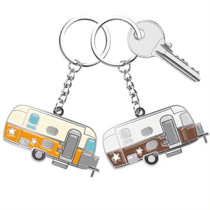 Couples Camper Keychain Happy RV Camper Keyring Camping Gifts for Men Women Teenager Camp Lover Travel Trailers Vacation Jewelry