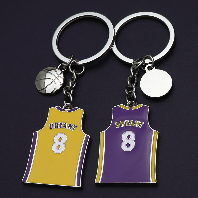 Fuguan Kobe Metal Keychain with  Kobe Bryant jersey Pendant Keyring Basketball Star Keychain for Fan