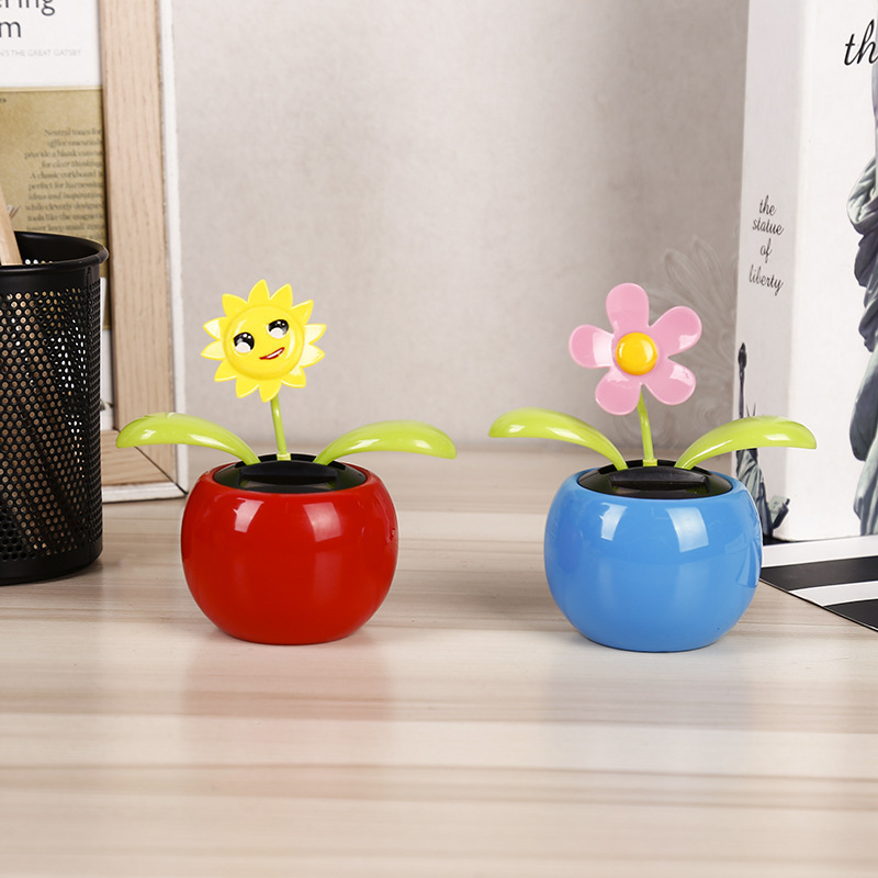 2022 new accessories solar toy dash apple sunflower bobble head swing flower car dashboard decorations for bobbleheads desk