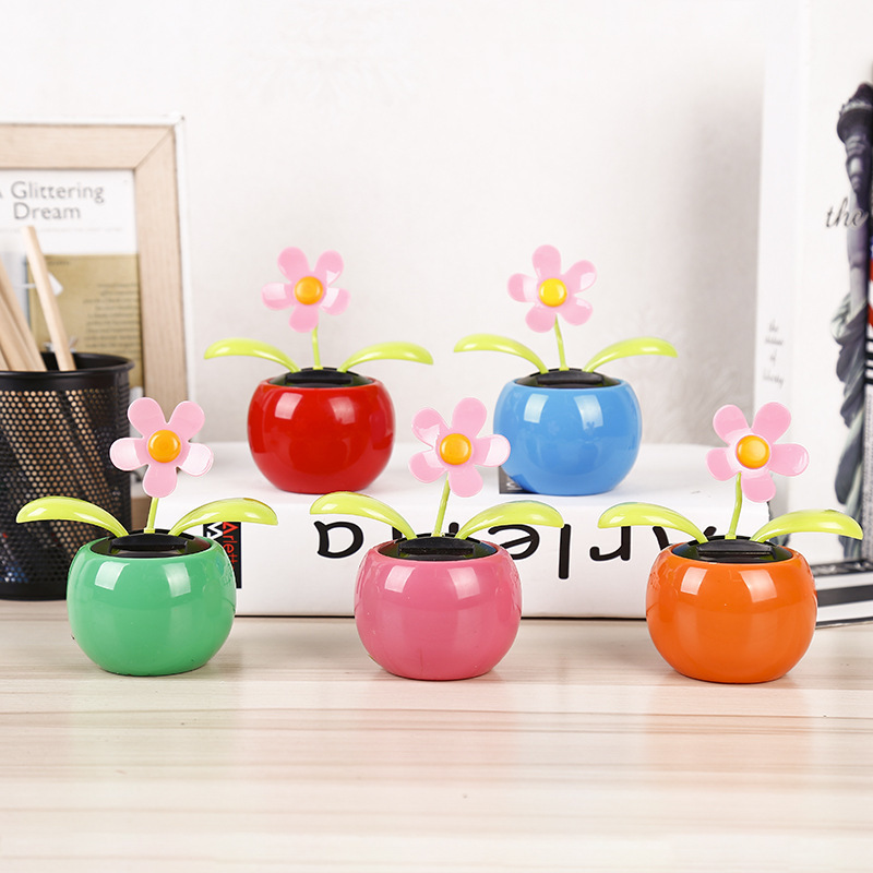 2022 new accessories solar toy dash apple sunflower bobble head swing flower car dashboard decorations for bobbleheads desk