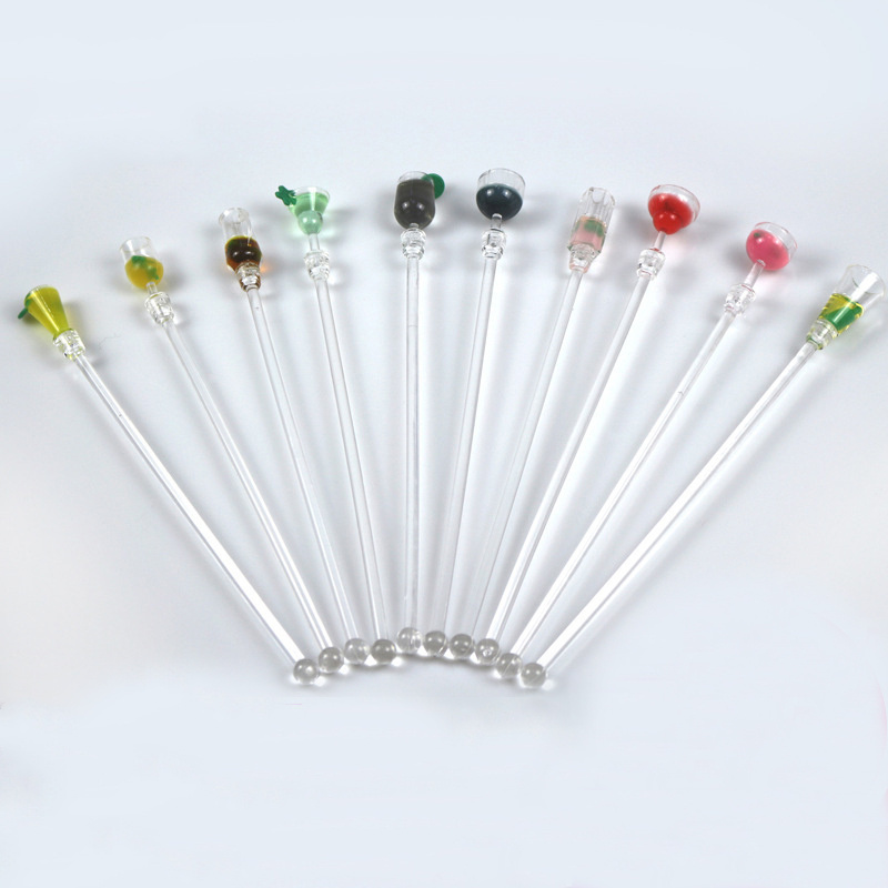 Factory bar accessories custom stir wine swizzler spoon  glasses 23 28 cm long swizzle cocktail plastic acrylic drink stirrers