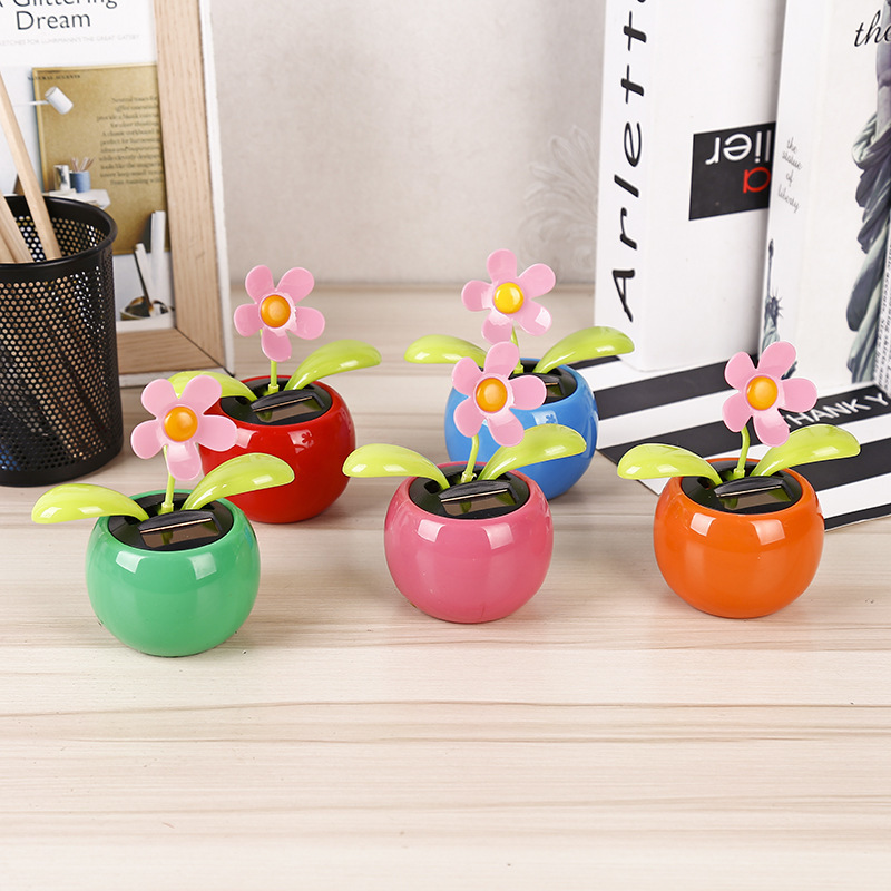 2022 new accessories solar toy dash apple sunflower bobble head swing flower car dashboard decorations for bobbleheads desk