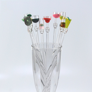 Factory bar accessories custom stir wine swizzler spoon  glasses 23 28 cm long swizzle cocktail plastic acrylic drink stirrers