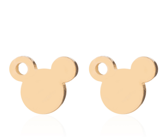 Cute Cartoon Kawaii Stainless Steel Mickey and Minnie stud Earrings gold plating women ear nail  jewelry factory