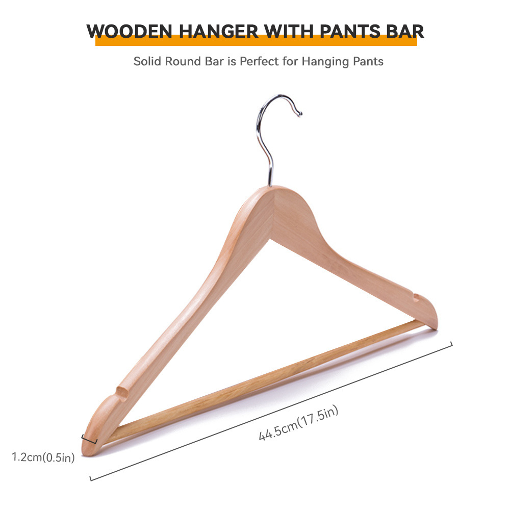 Smart Boutique Single-Tier Wooden Hanger Rack with Metal Clips for Wardrobe or Bathroom Cleaning Made of Wood