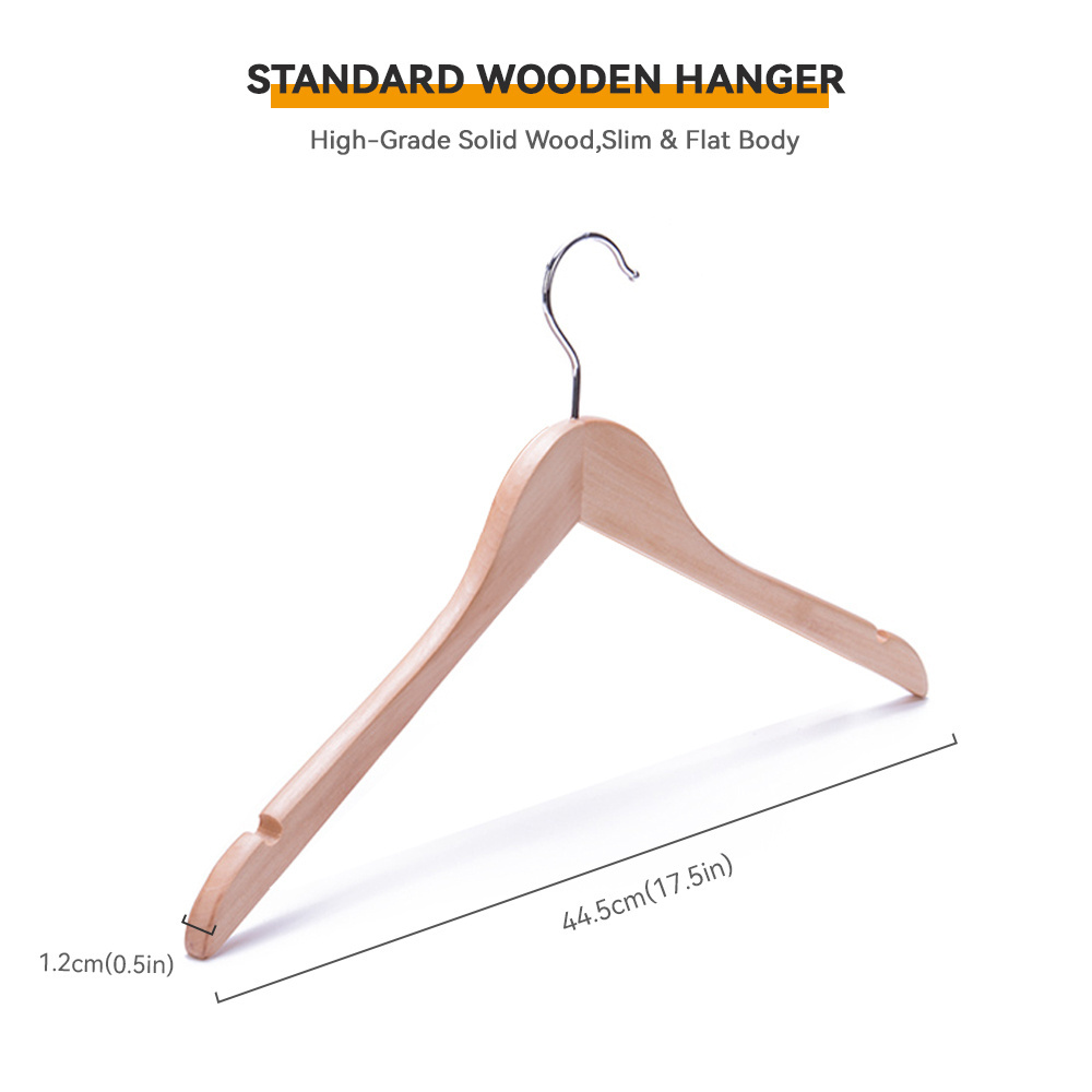 Smart Boutique Single-Tier Wooden Hanger Rack with Metal Clips for Wardrobe or Bathroom Cleaning Made of Wood