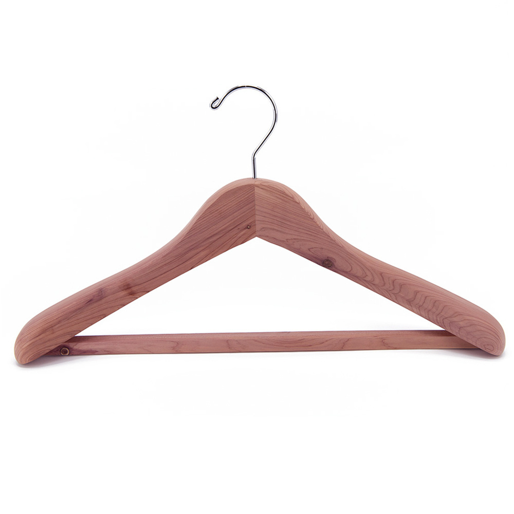 American Red Cedar Smooth Wood Coat Hangers for Suit Shirt Aromatic Cedar Clothes Hangers with Swivel Hook Single Tier Store Use