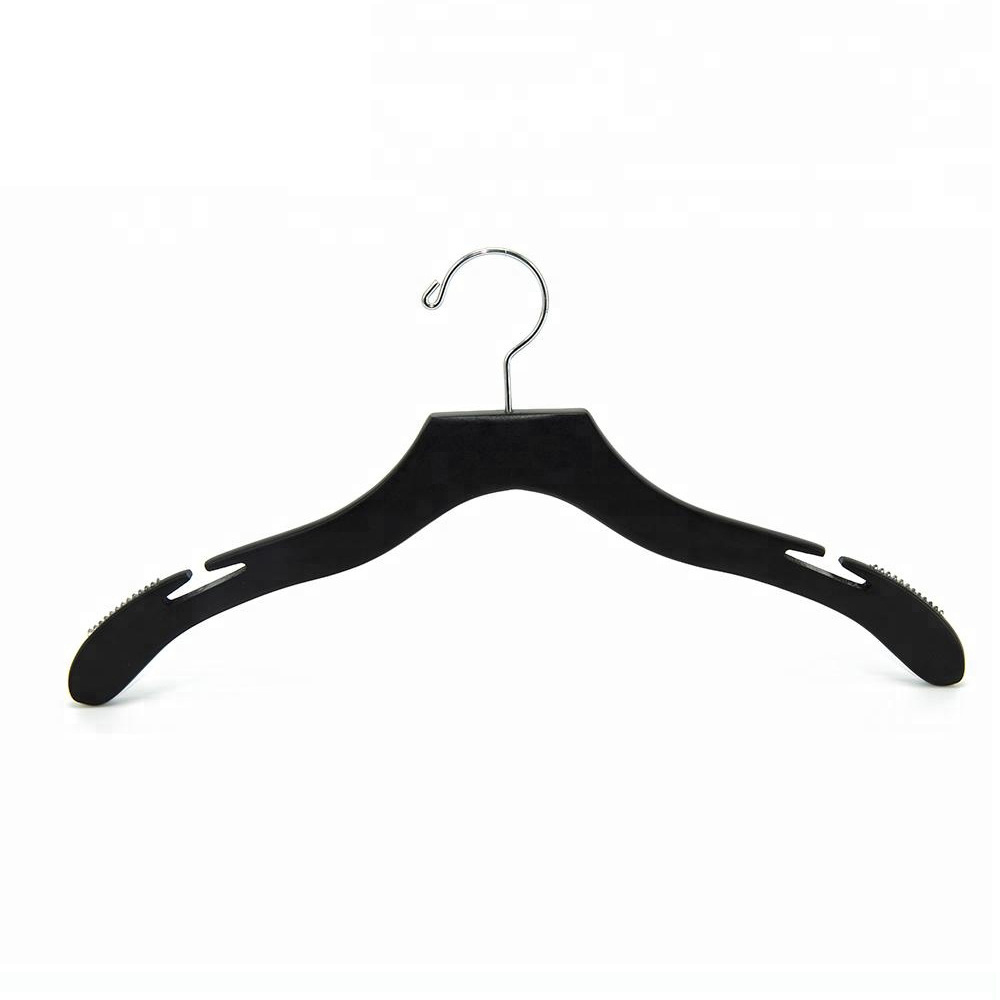 Custom LOGO Matt Black Wooden Clothing Hanger Single Coat/Suit Rack for Store Wardrobe Living Room Office