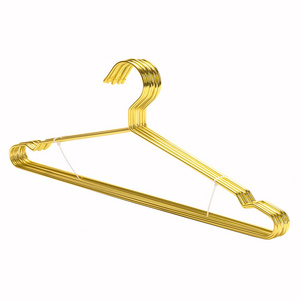 Single Tier Gold Metal Wire Clothes Hanger Applicable for Wardrobe Bathroom Living Room Premium Clothing Organizer