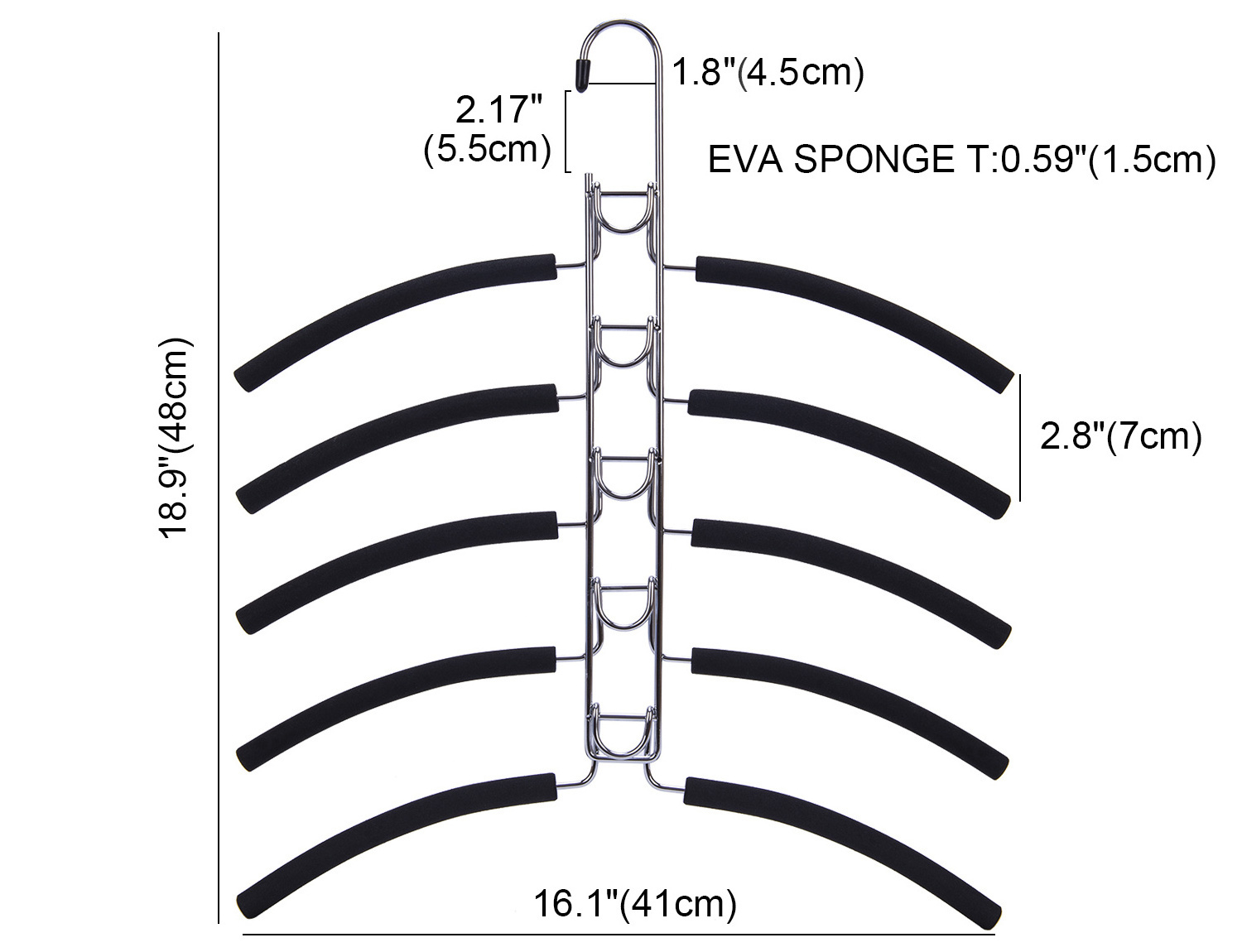 Magic Space Saving Non Slip 5 Layers Collapsible Metal Multiple Clothes Hanger
