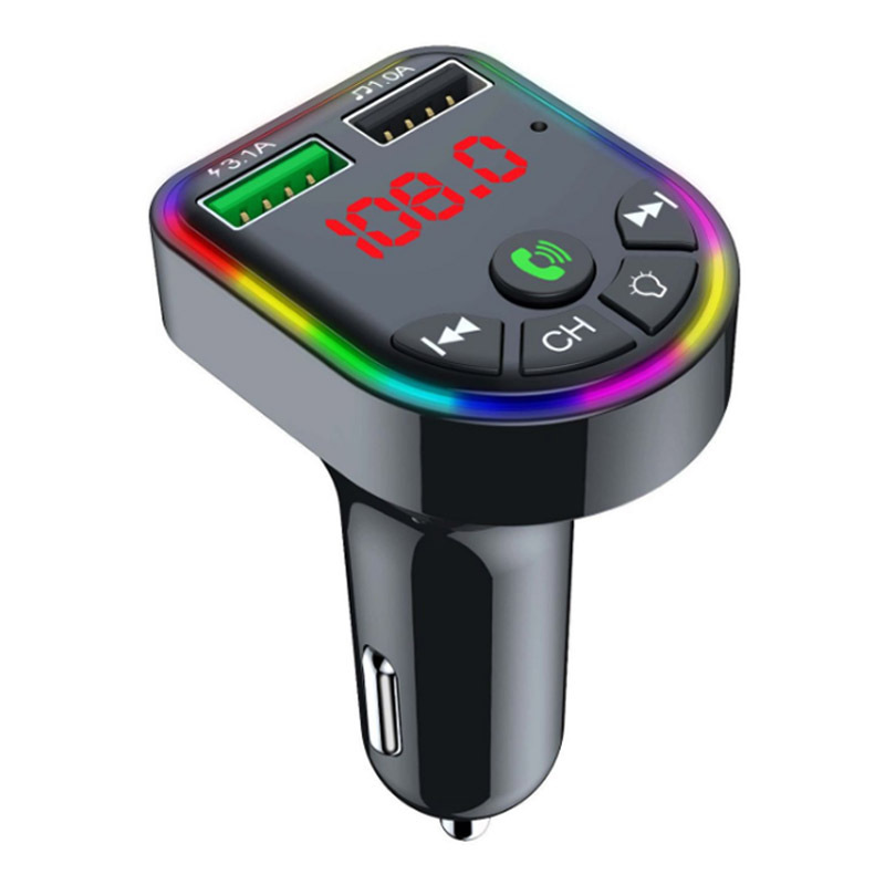 BT 5.0 Wireless Car FM Transmitter MP3 Player 2USB Car Charger Kit RGB Light