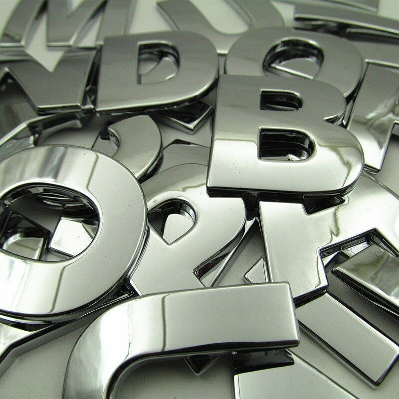 45mm 3D Metal Letters Emblem Chrome Stickers Badge Auto Logo Car Home DIY Decals