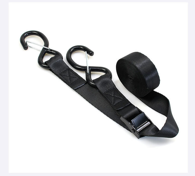 Cam Buckle Tie Down Strap w/ S Hooks Boat Trailer Motorcycle Bike