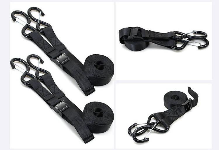 Cam Buckle Tie Down Strap w/ S Hooks Boat Trailer Motorcycle Bike