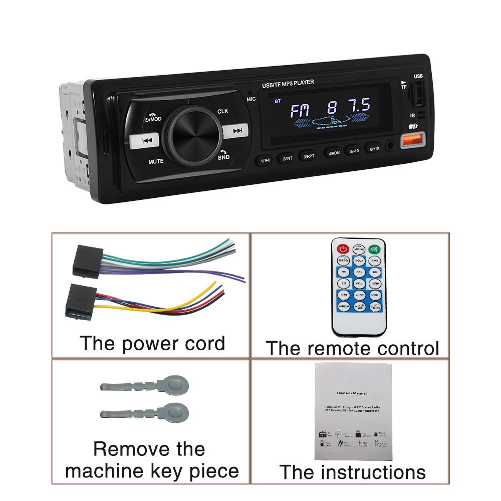 BT Car Stereo Audio In-Dash FM Aux Input Receiver SD USB MP3 Radio Player Single DIN Dash