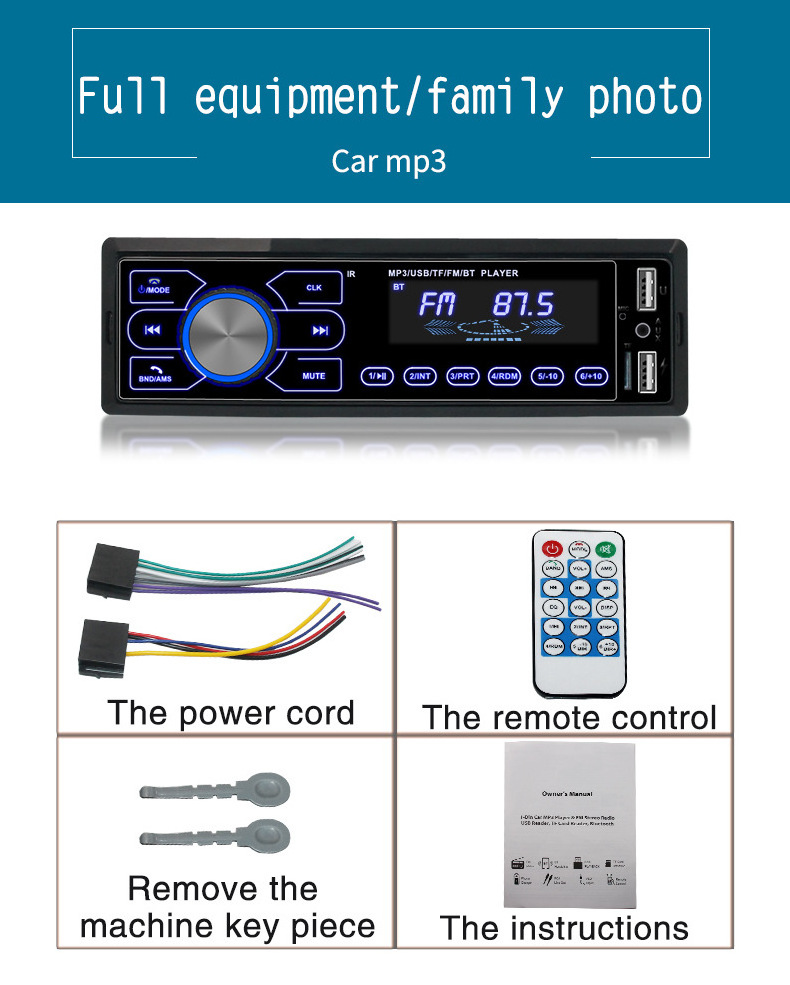 BT Car Stereo Audio In-Dash FM Aux Input Receiver USB MP3 Radio Player TF USB