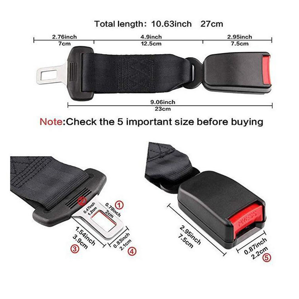 Universal Car Safety Seat Belt Extender Seatbelt Extension Strap Buckle 9 inch