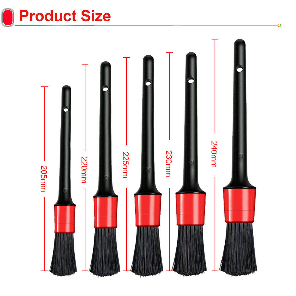 5Pcs Car Detail Brush Wash Auto Detailing Cleaning Kit Engine Wheel Brushes Set