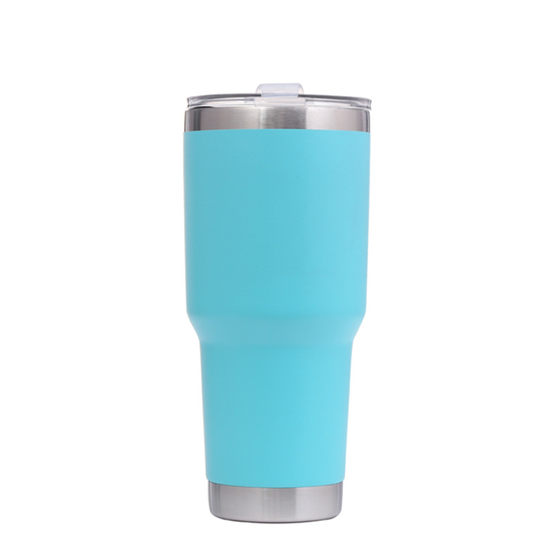 30oz Double Walled thermos tumbler Cups 304 18/8 Stainless Steel Coffee Cups With Clear Lid