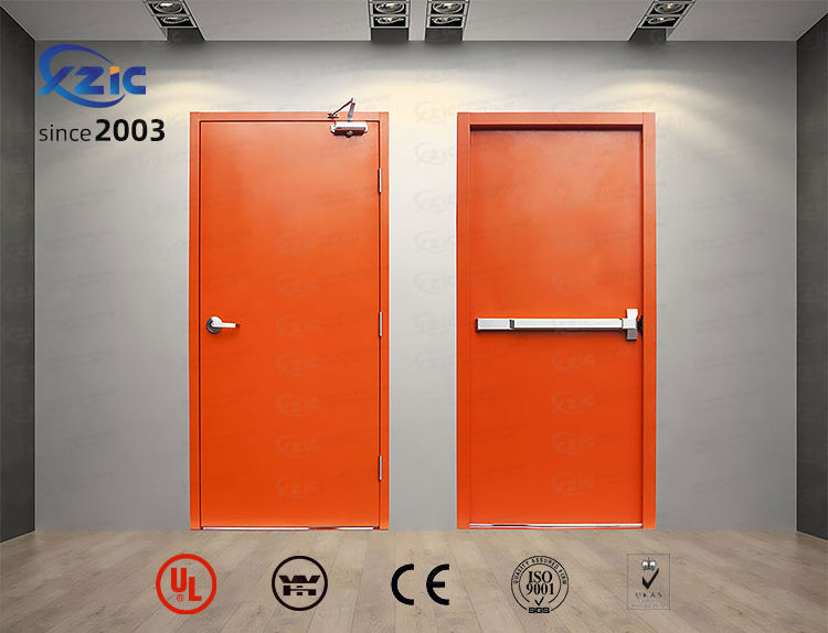 External High Security Commercial Front Reinforced Metal Steel Fire Doors Office Steel Fire Emergency Escape Door With Panic Bar