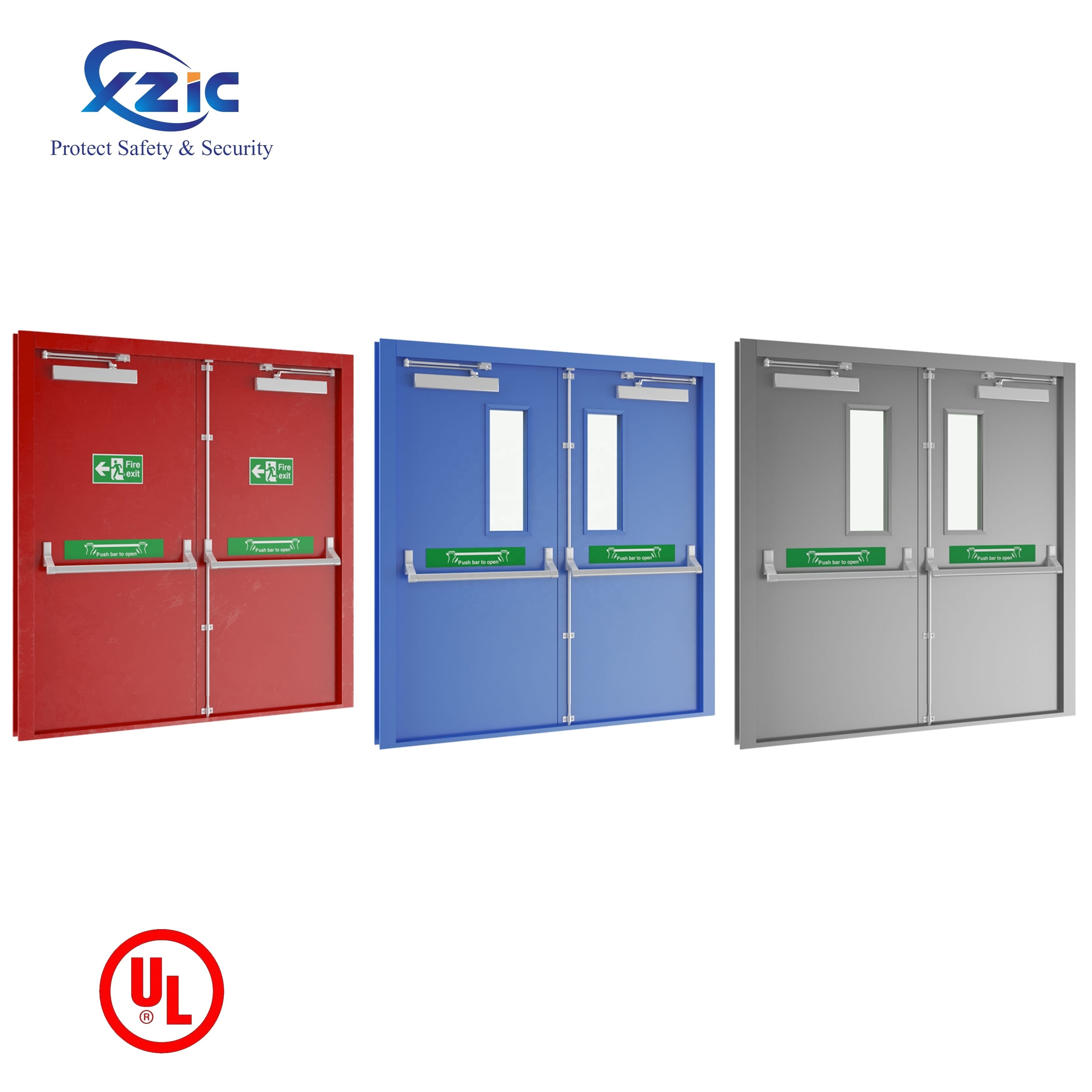 UL certified fire door 3 hour application Commercial Interior Galvanized Steel Fire Rated Powder Coated Doors Manufacturers