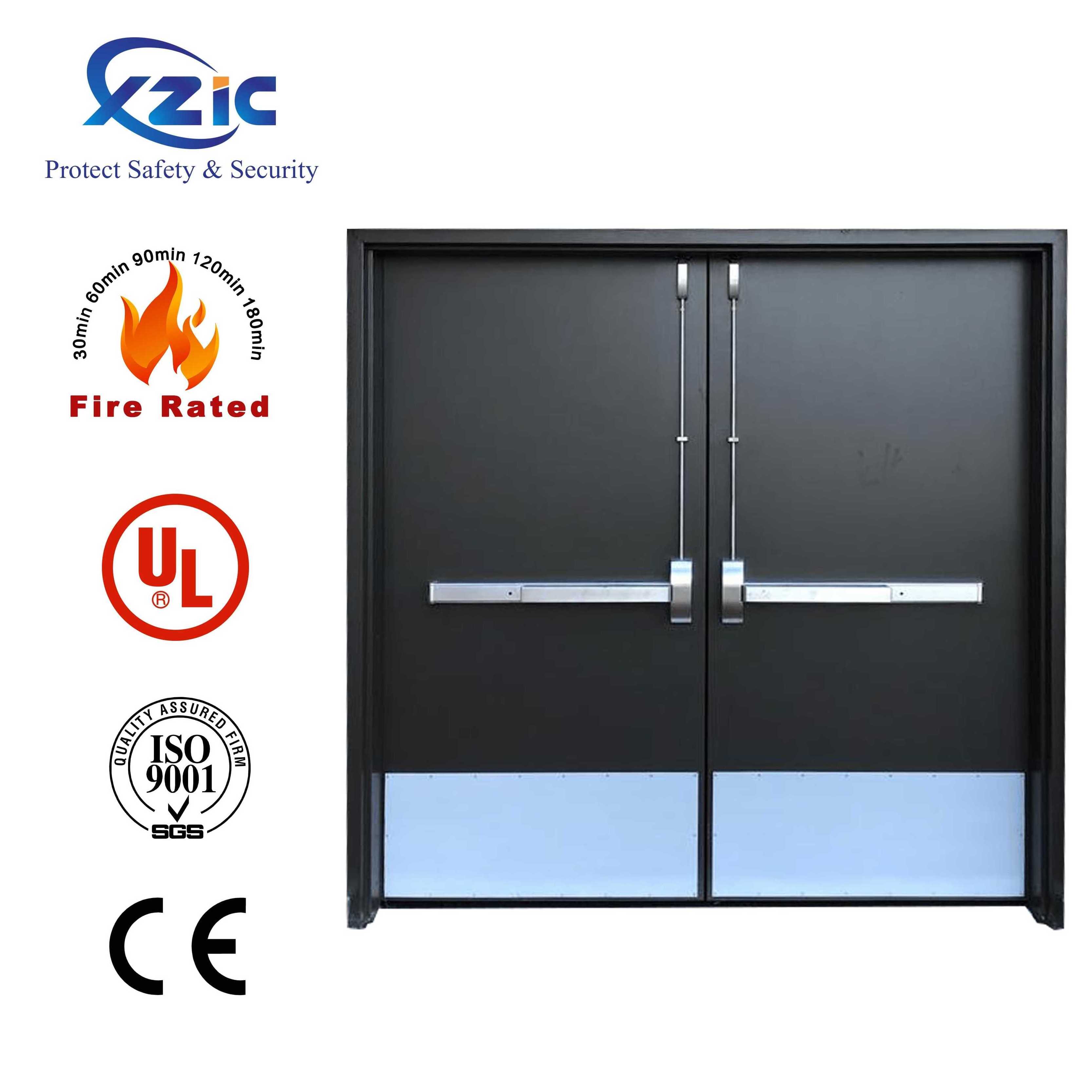 UL List 1- 3 hours fire proof door hotel fire steel resisting fire rated door with hardware