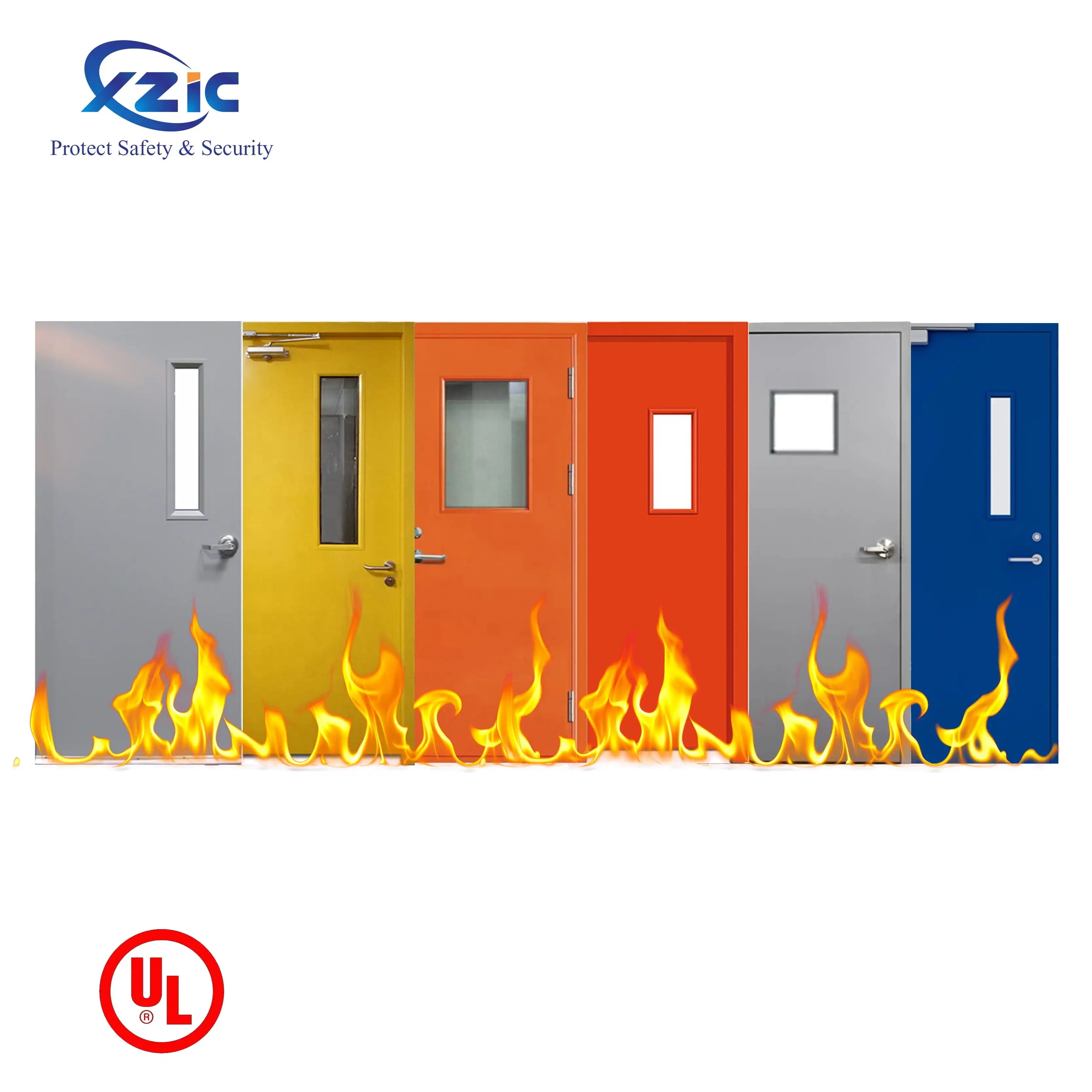 External High Security Commercial Front Reinforced Metal Steel Fire Doors Office Steel Fire Emergency Escape Door With Panic Bar