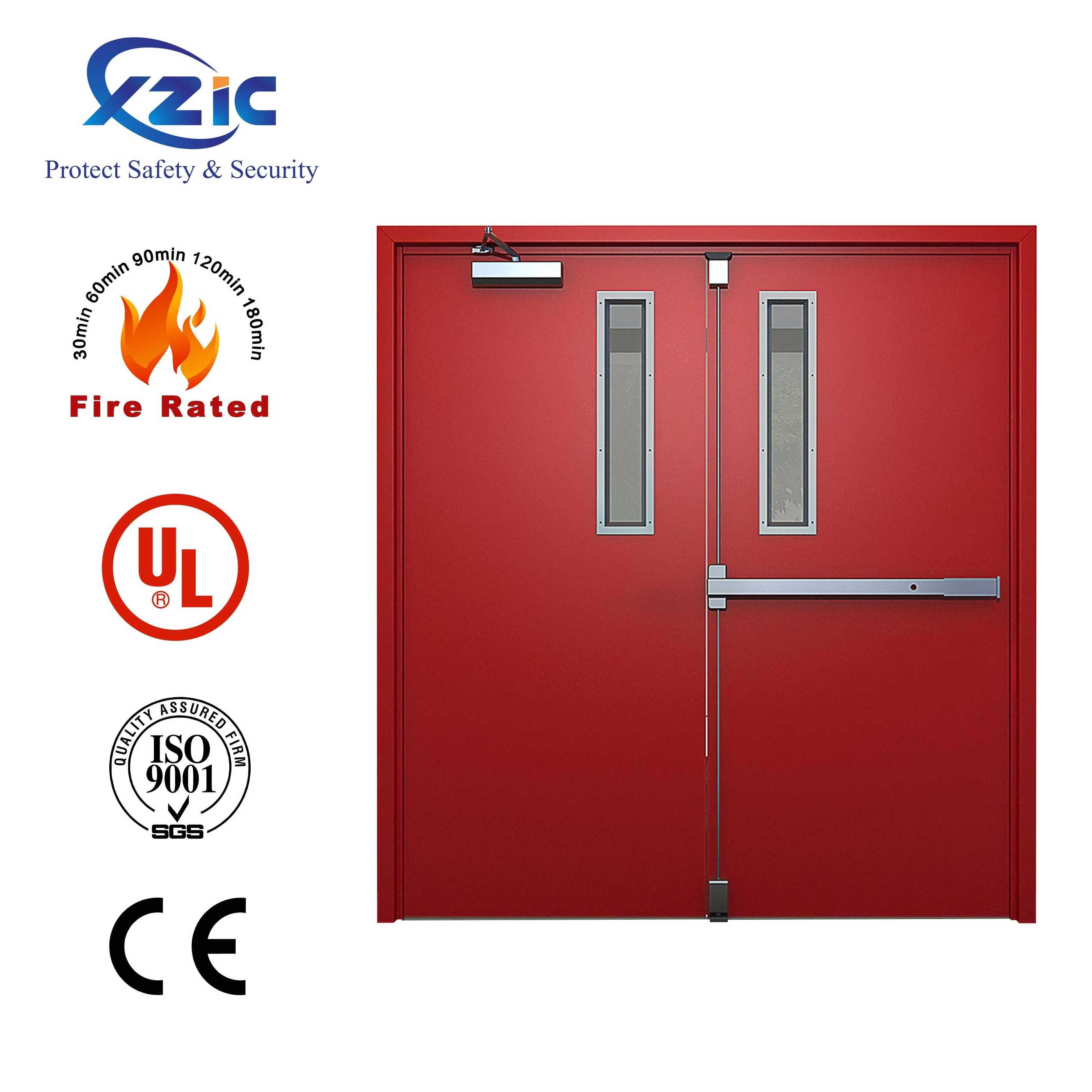 UL List 1- 3 hours fire proof door hotel fire steel resisting fire rated door with hardware