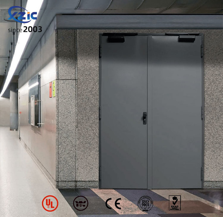 External High Security Commercial Front Reinforced Metal Steel Fire Doors Office Steel Fire Emergency Escape Door With Panic Bar