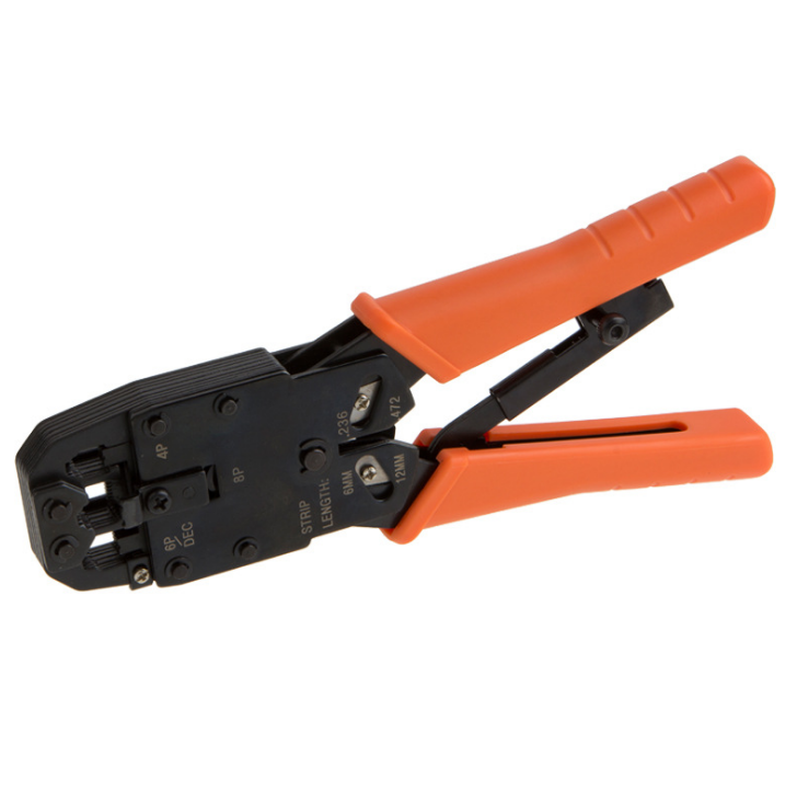 Network Cable Crimping Pliers Cutter + Wire Stripper Knife For RJ45 8P8C, RJ12 6P6C, RJ11 4P4C PC Ethernet LAN Networking Tool