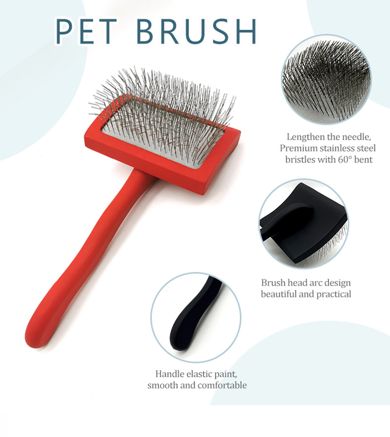 Hot sale reusable professional pet grooming brush for dogs and cats long handle wood pet grooming brush