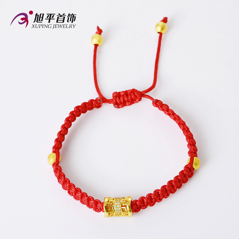 xuping costume jewelry 24k gold plated adjustable red rope beads colombian handmade bracelets for women