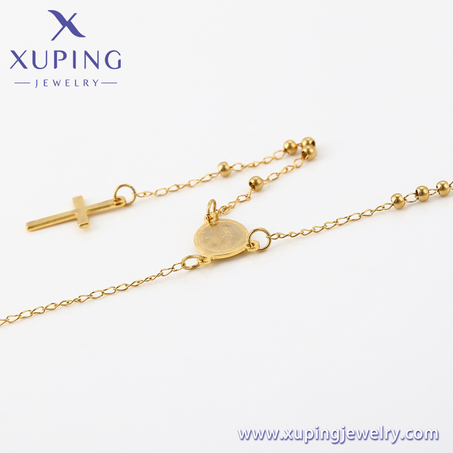 A00632832 xuping jewelry Religious Collection Luxury 24k Gold Plated Stainless Steel Rosary Necklace