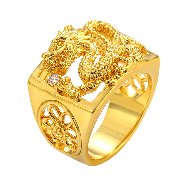 AR71202701 xuping dragon 24k gold plated brass jewelry+rings jewelry+dubai gold rings mens jewelry