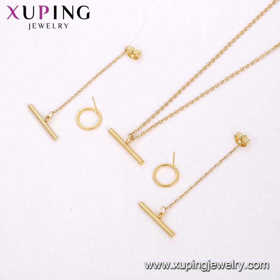 S-96 XUPING Stainless Steel Jewelry 24K Gold Color Simple Designed Women's Jewelry Set