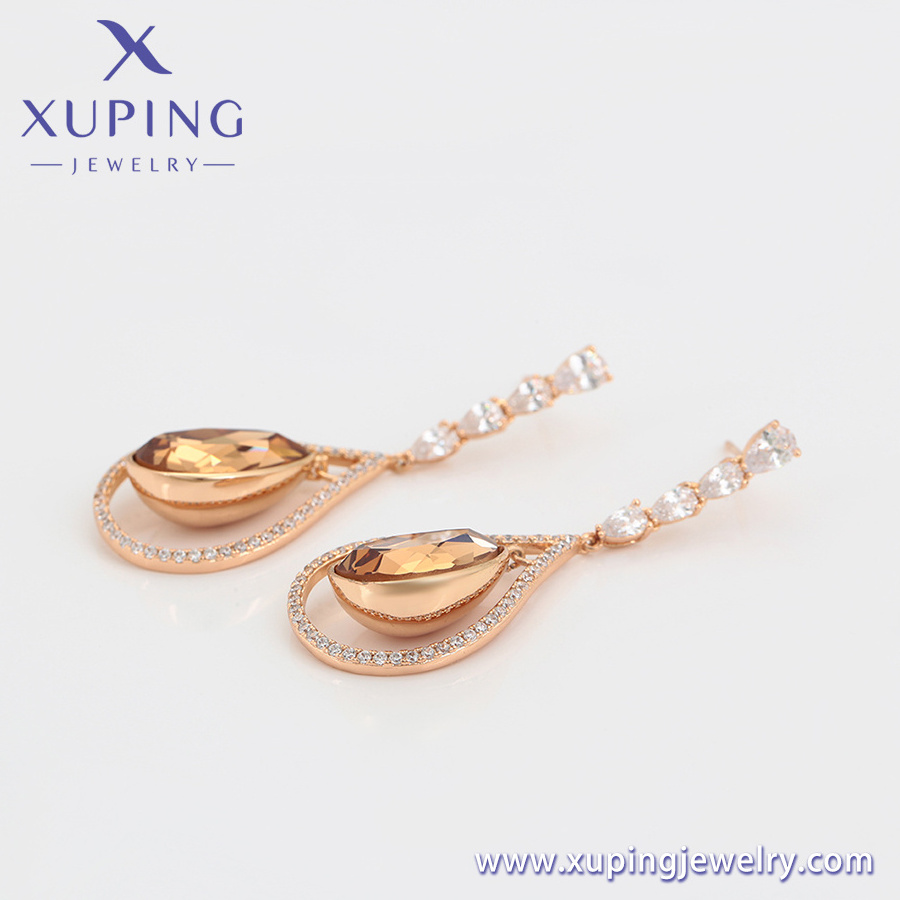 A00785496 xuping jewelry Amber Water Drop Pendant Diamond Fashion Luxury 18l Gold Plated Crystal Earrings