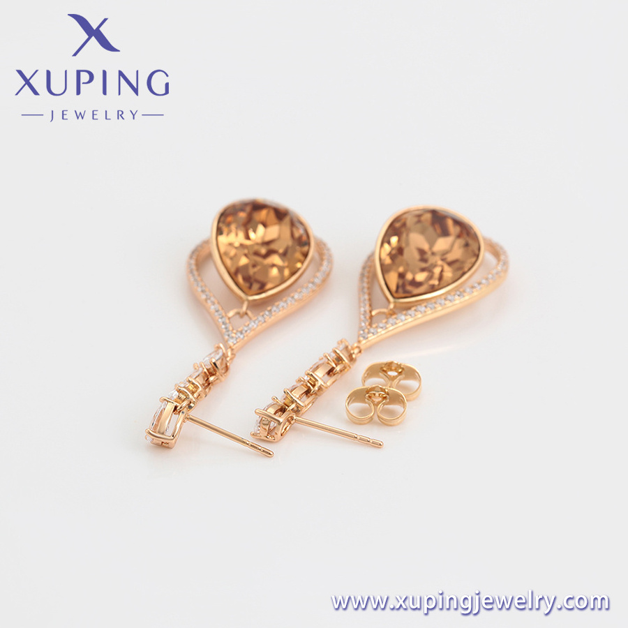 A00785496 xuping jewelry Amber Water Drop Pendant Diamond Fashion Luxury 18l Gold Plated Crystal Earrings