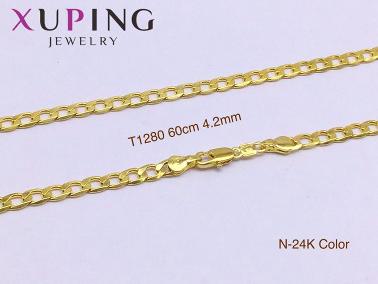 Xuping wholesale bulk cube jewelry nickel free plated 24k italian gold chain