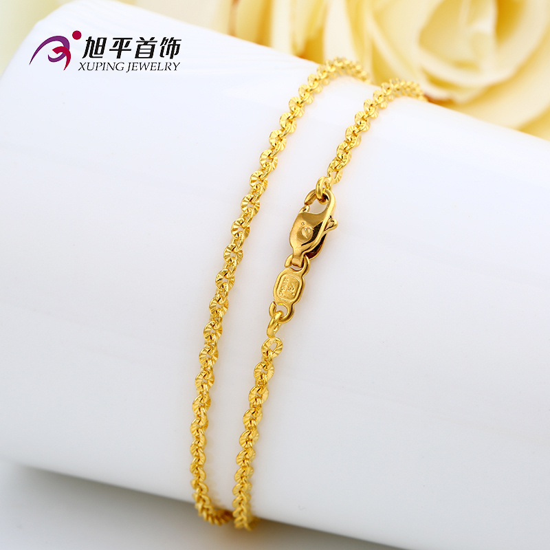 xuping fashion jewelry gold plated brass women's thin chains necklaces