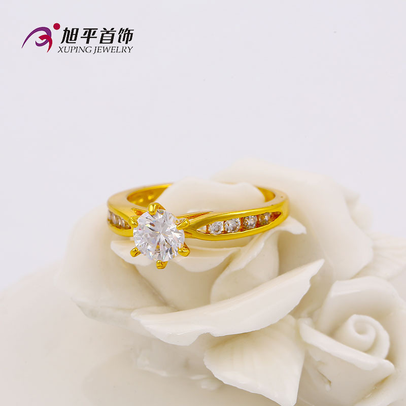 Wholesale cheap price Zircon single stone 24k gold plating costume jewellery ring