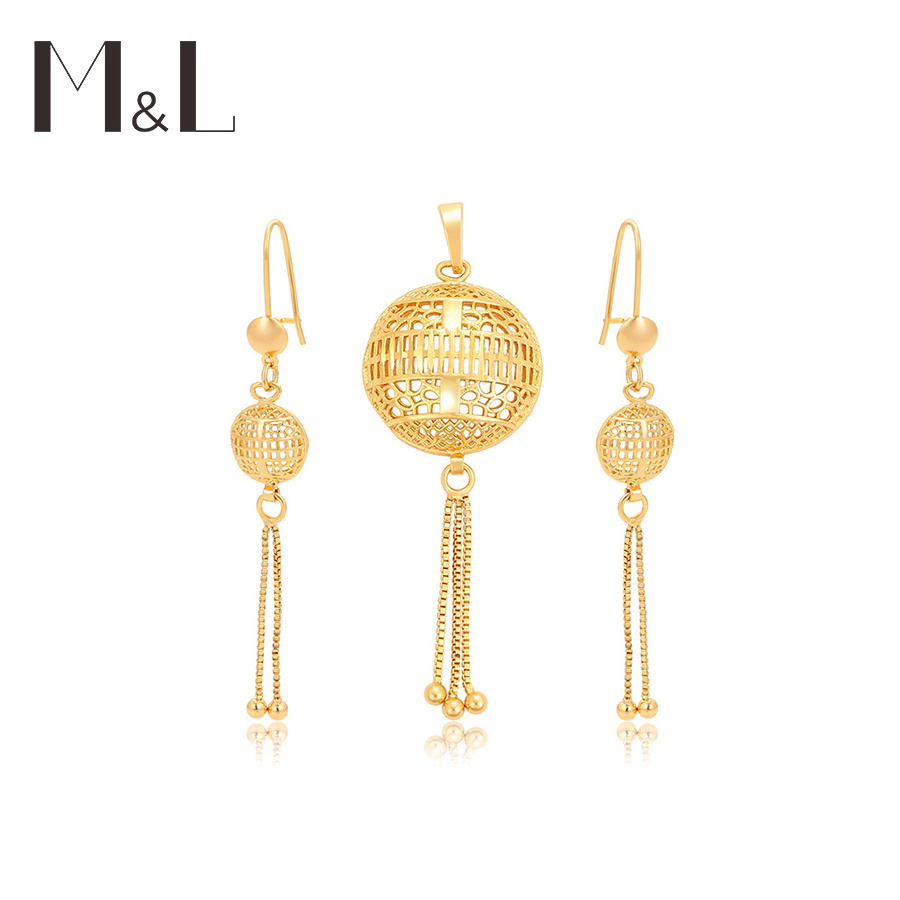 M&L-24 Xuping Jewelry 24k gold plating jewelry custom gold charm jewelry Advanced exquisite carved pattern circular set